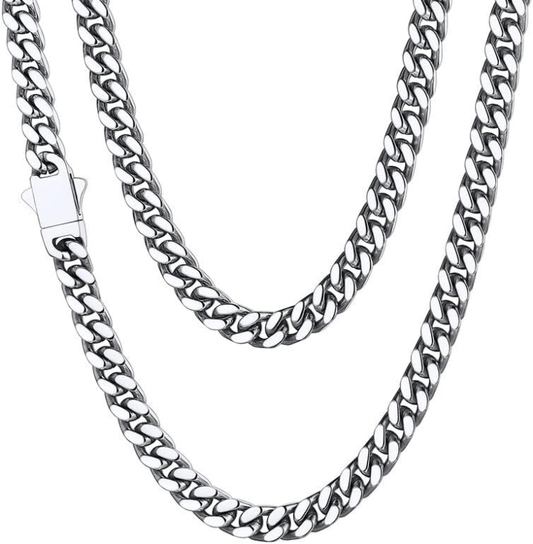 Stainless Steel Men's Cuban Link Chain Necklace, Durable & Tarnish-Resistant