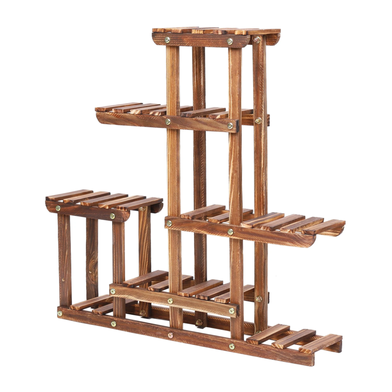 6-Tier Pine Wood Plant Stand for Indoor/Outdoor Succulent Display Rack