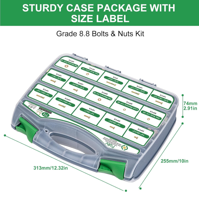 772PCS Grade 8 Bolt Assortment Kit, Heavy Duty Bolts and Nuts Kit, 1/4-20 5/16-1