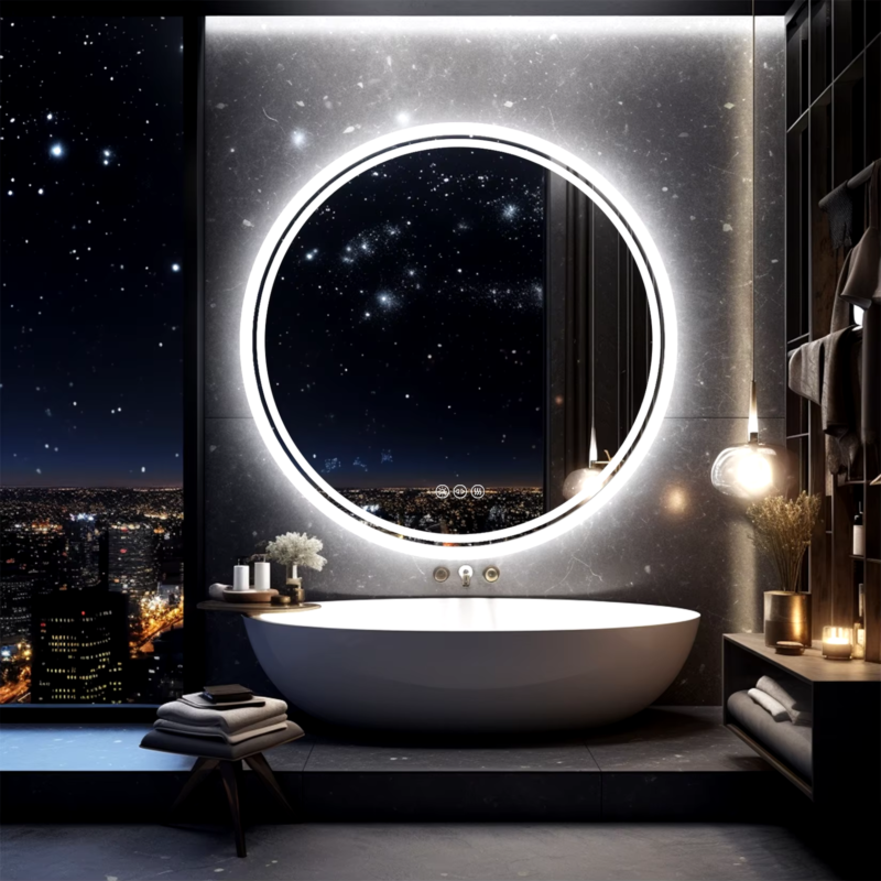 LED Backlit Bathroom Mirror with Anti-Fog, Dimmable, 3 Color Options