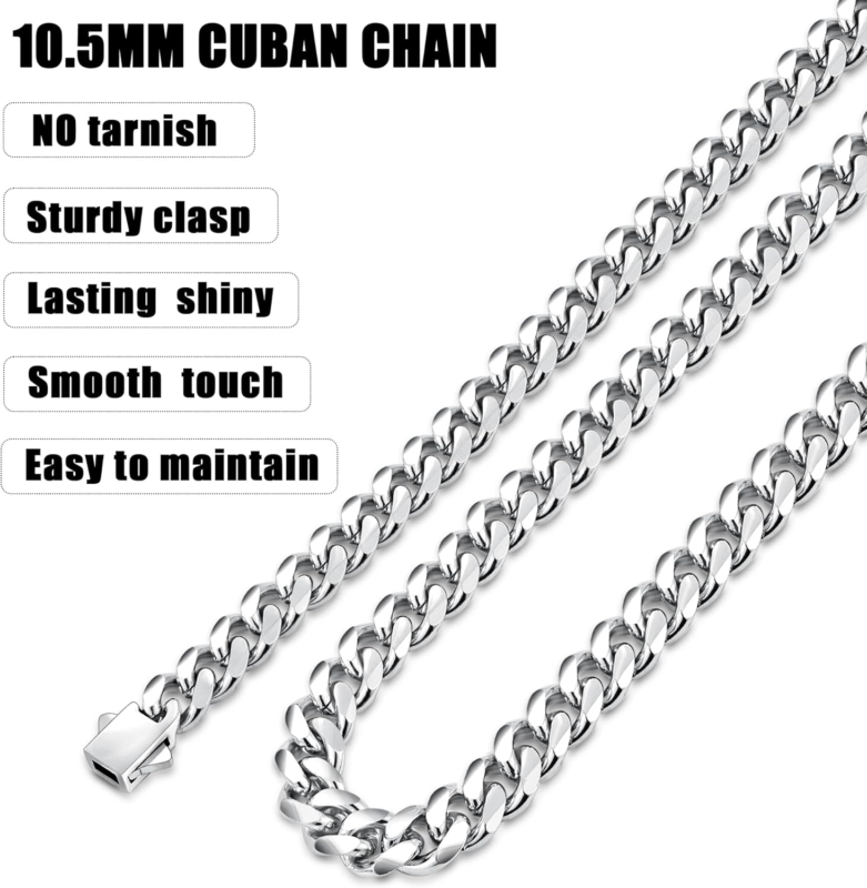 Men's 3.5mm Stainless Steel Cuban Link Chain Necklace, 24 Inch