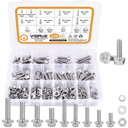 M6 X 12/16/20/25/30Mm Flanged Hex Bolts and M8 X 16/20/25/30Mm Stainless Steel..