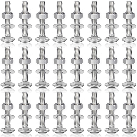 25 Sets Stainless Steel Carriage Bolts and Nuts Kit round Head Square Neck Carri