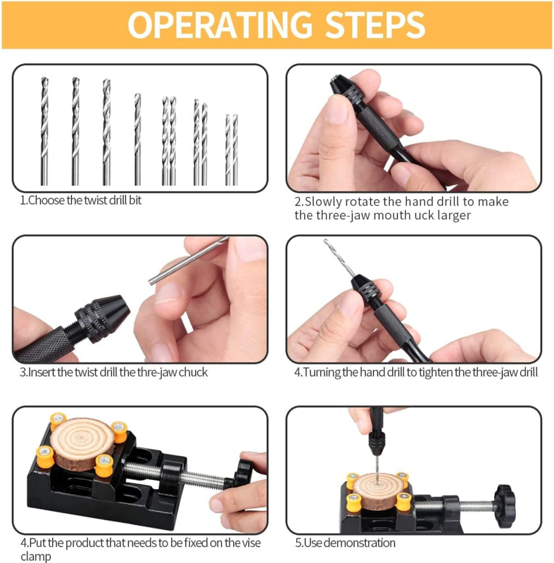 62 Pieces Pin Vises Hand Drill Bits Micro Mini Twist Drill Bits Set Pin Vice Rot