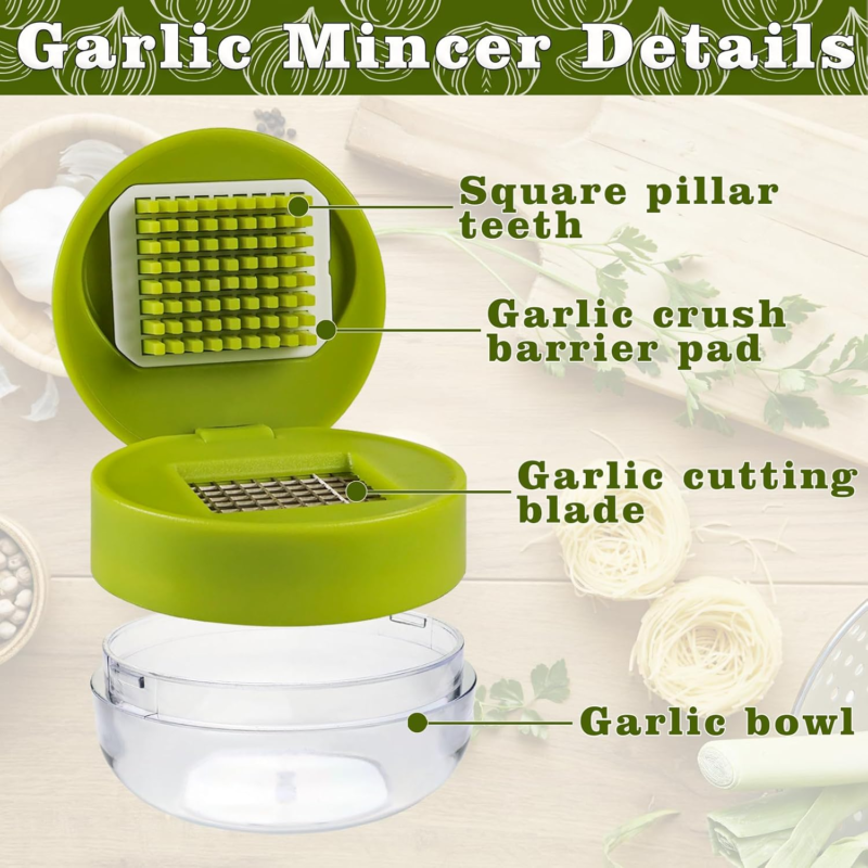 Stainless Steel Garlic Press Set with Peeler and Cleaning Brush, 2 Pcs