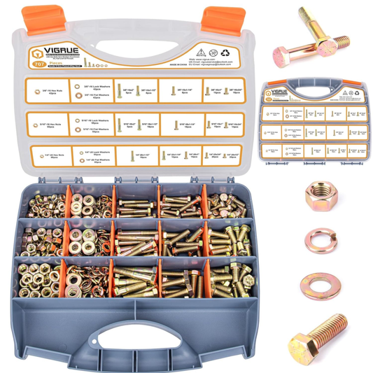 707 PCS Bolts and Nuts Assortment Kit with Portable Container