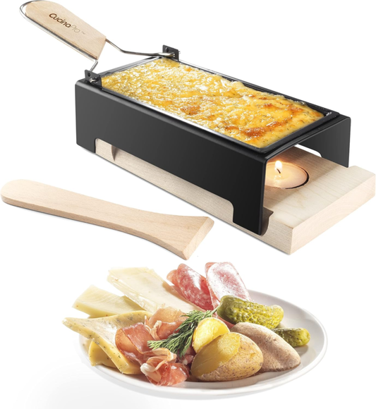 Foldable Handle Raclette Cheese Melter with Spatula and Tea Lights