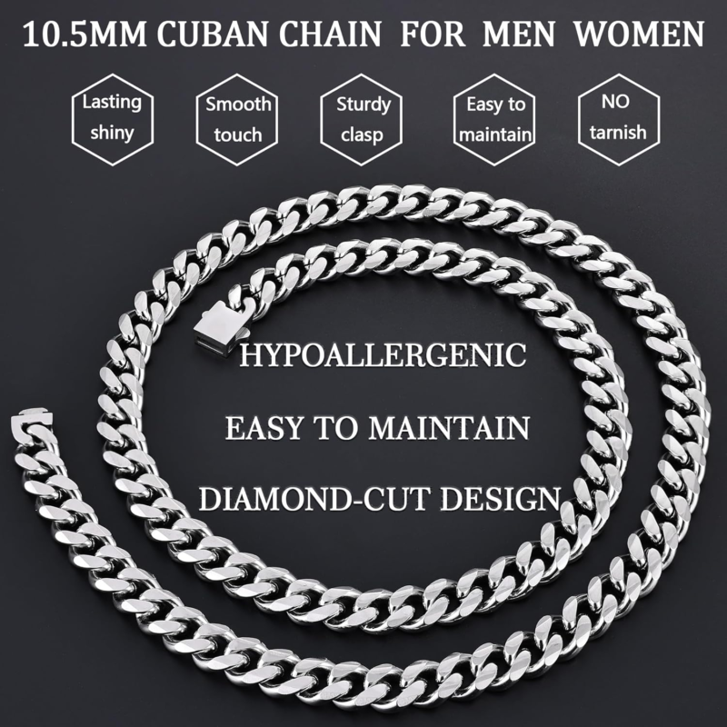 Men's 3.5mm Stainless Steel Cuban Link Chain Necklace, 24 Inch