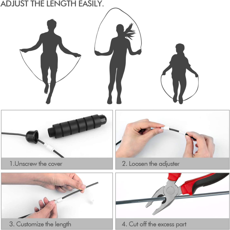 Adjustable Tangle-Free Speed Jump Rope with Foam Handles for All Ages