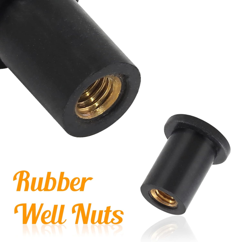 12 Pairs M4 Rubber Well Nuts with Brass Inserts and Stainless Steel Screws