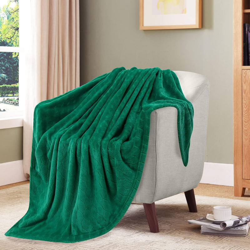 Super Soft Fleece Throw Blanket 50" x 60" - Emerald Green Cozy Plush