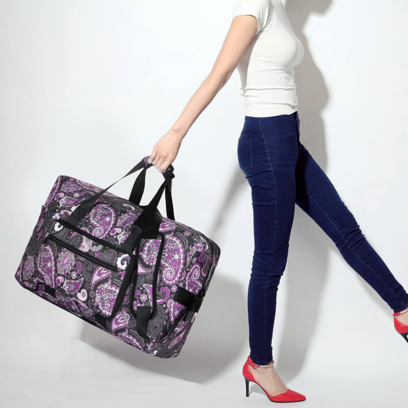 Purple Paisley Weekender Bag – Medium Carry-On Travel Duffle for Women