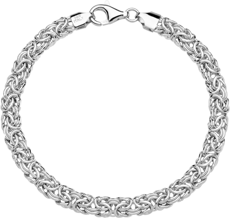 925 Sterling Silver Byzantine Bracelet for Women, Handmade in Italy Length 7.5"