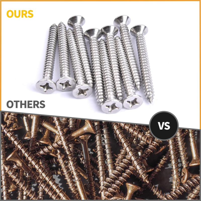 450Pcs Stainless Steel Wood Screws Kit, Phillips Flat Head, 5 Sizes, 1/4”-2