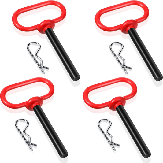 4 Pieces Tractor Hitch Pin Trailer Hitch Pin 1/2 X 3-5/8 Inch Red Handle Hitch P