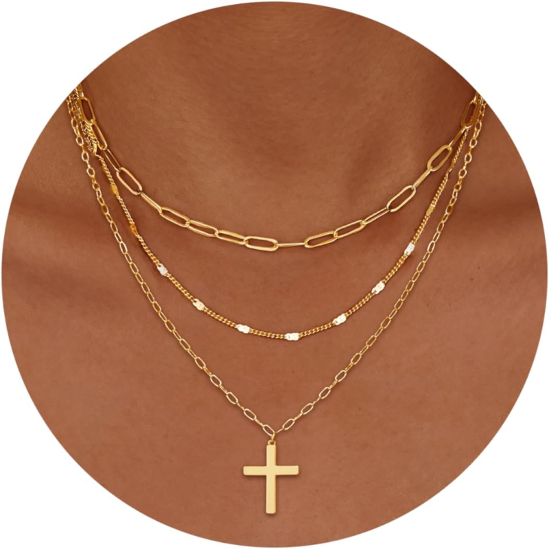 Dainty Layered Gold Necklaces Set for Women - Trendy Choker and Pendant