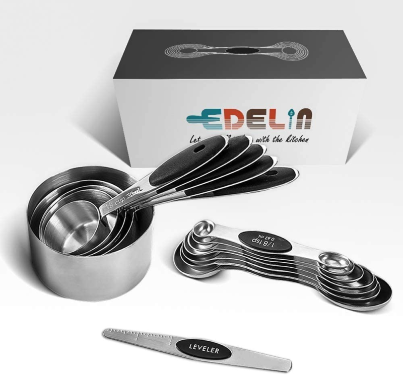 Measuring Cups and Magnetic Measuring Spoons Set, Stainless Steel 