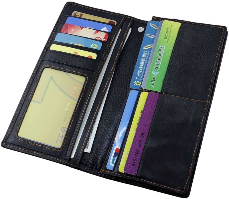 Real Leather Mens Biker Card/Money Long Wallet Purse W/Jeans Key Chain