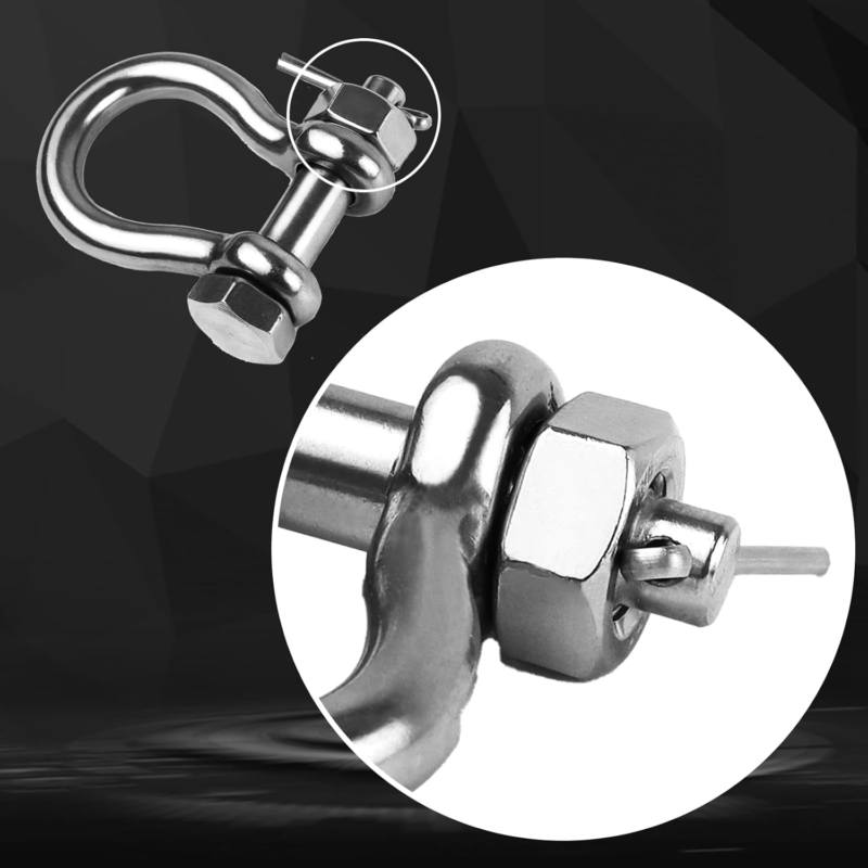 316 Stainless Steel Marine Bow Shackle Set with Cotter Pin - 1/4" to 1/2