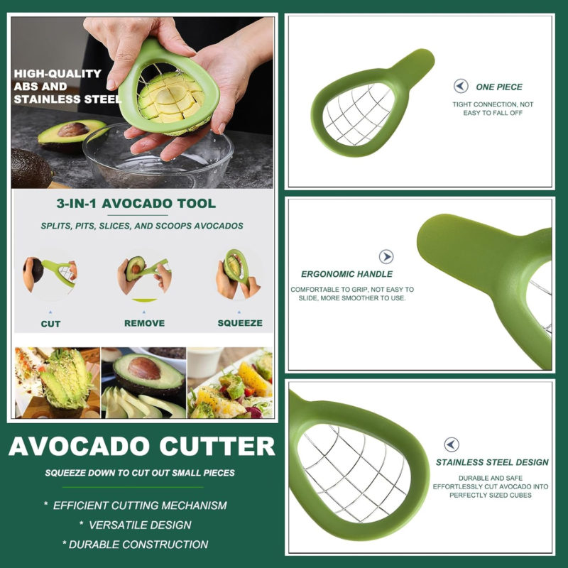 3-Piece Avocado Slicer Set with Saver, Peeler, and Cutter Kitchen Tools