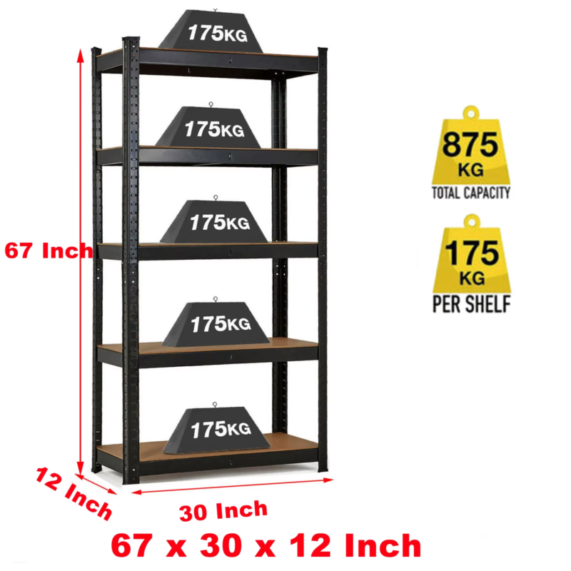 Storage Shelf Heavy Duty, 5 Tier Metal Shelving Unit Boltless, Easy to Assemble,