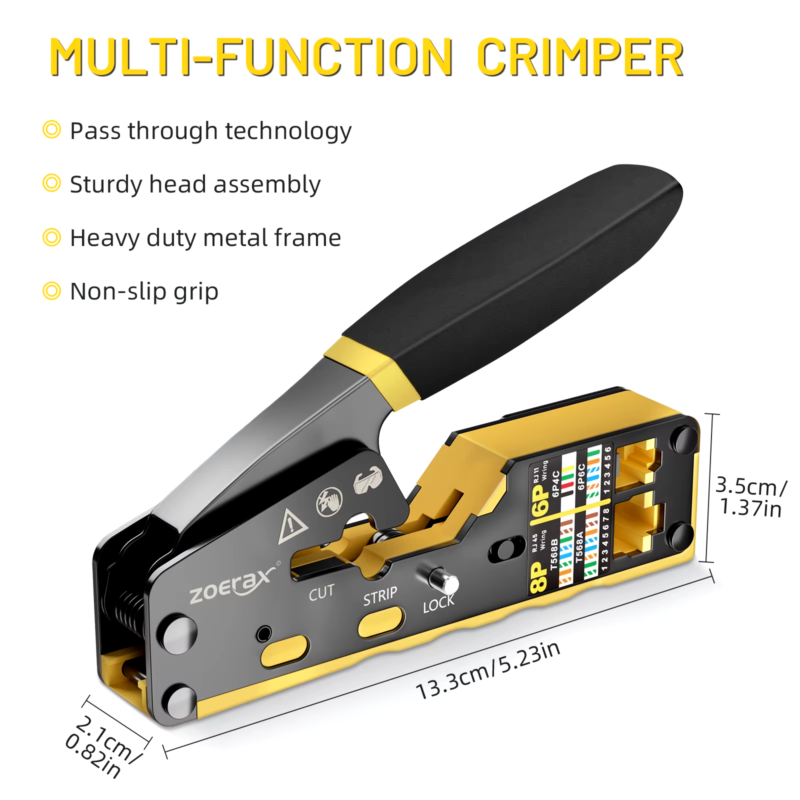 RJ45 Crimping Tool with Replacement Blade for RJ11/RJ12 Connectors