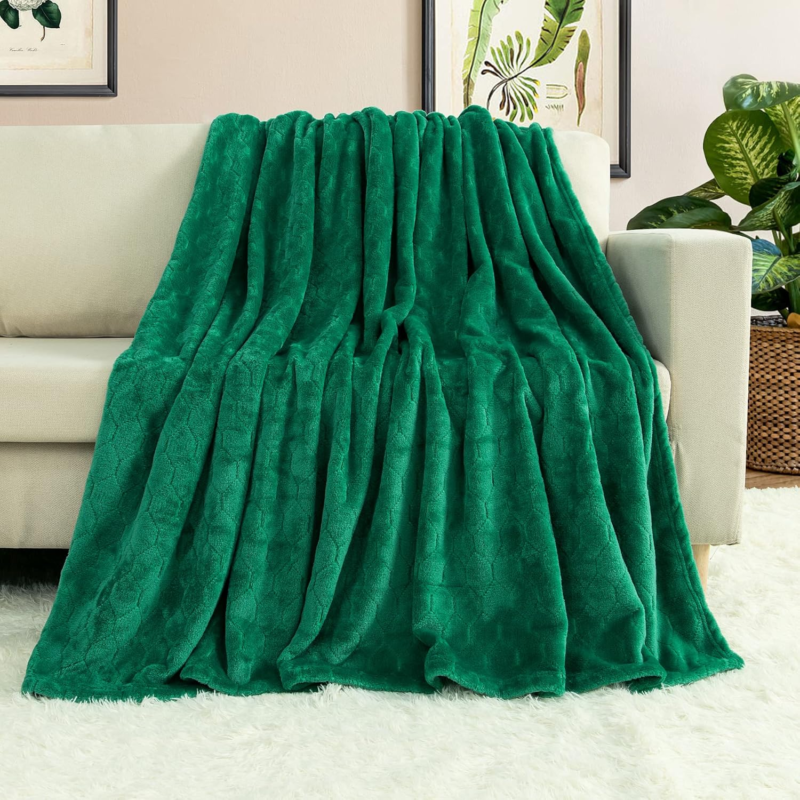 Super Soft Fleece Throw Blanket 50" x 60" - Emerald Green Cozy Plush