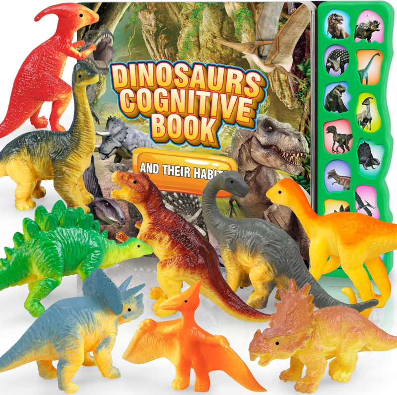 Dinosaur Sound Book & 12-Piece Dino Toy Set – Interactive Educational Gift