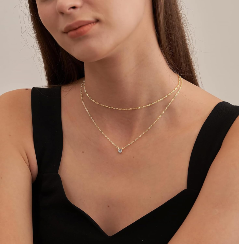 Dainty Diamond Choker Necklace in 14K Gold/Sterling Silver for Women