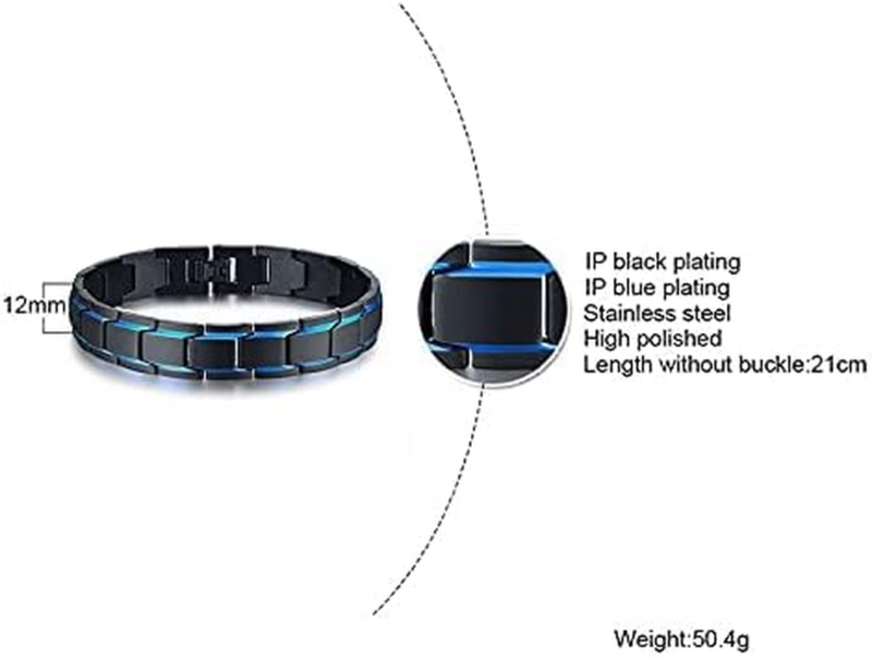 Stainless Steel Link Bracelet for Men Elegant Two-Tone Square Link, Adjustable