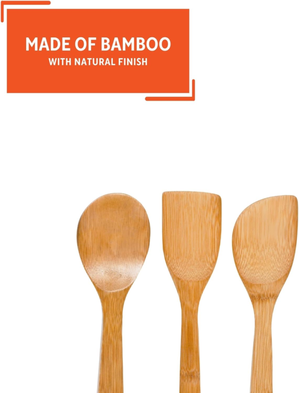 3-Piece Bamboo Cookware Spoon Set