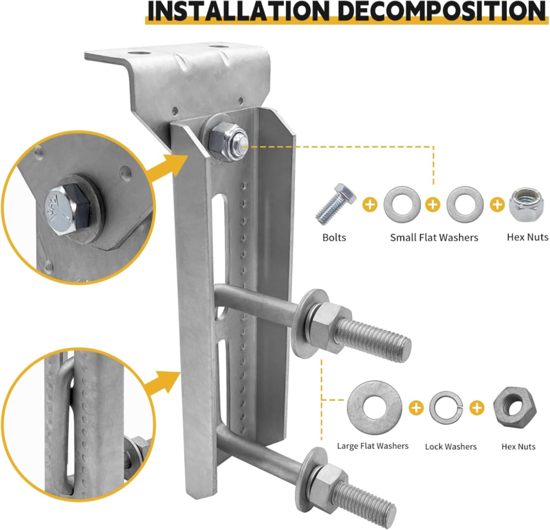 8" Swivel Bunk Bracket Kit - 4 Pack with Hardware for 3"x3" Trailers