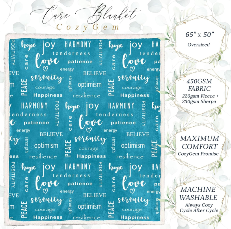 Inspirational Healing Throw Blanket for Men and Women - Teal