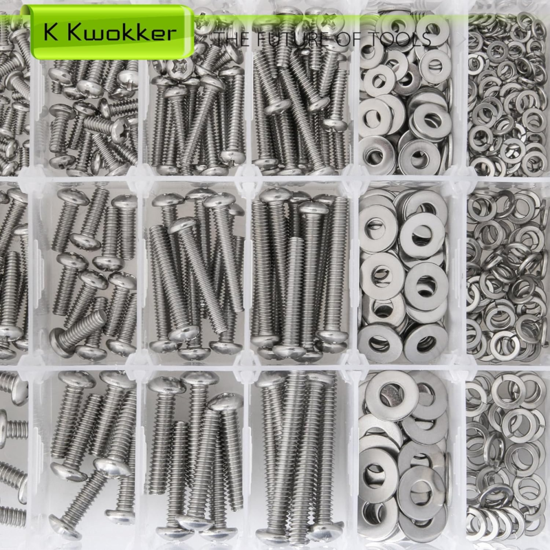 843 Pcs Assortment Kit Phillips Pan Head Machine Screws, 21 Sizes 304 Stainless 