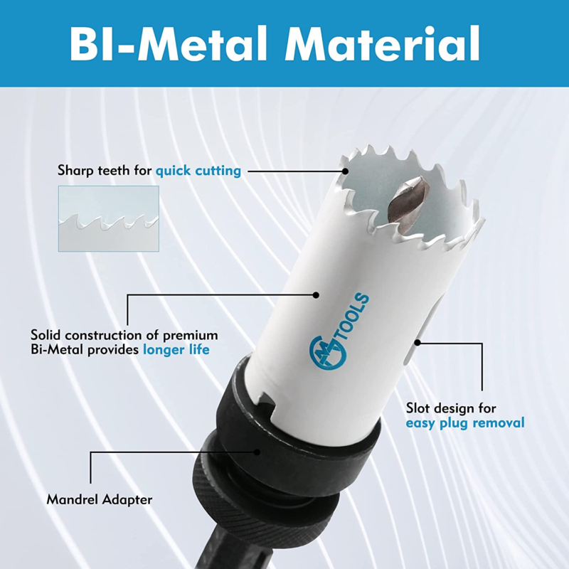 Bi-Metal Hole Saw Set with Arbors and Drill Bits, 14Pcs General Purpose 3/4" to 