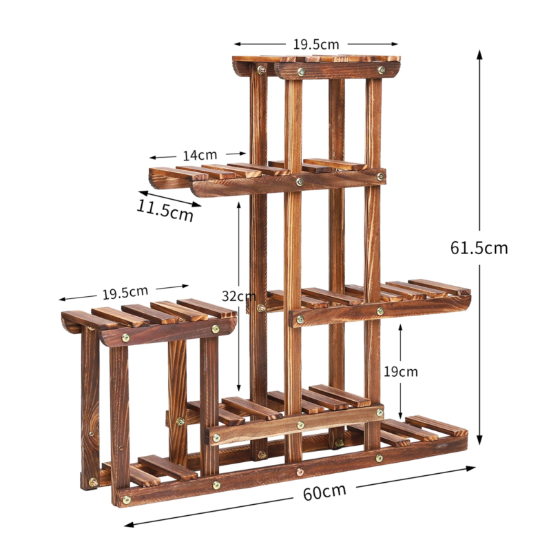 6-Tier Pine Wood Plant Stand for Indoor/Outdoor Succulent Display Rack