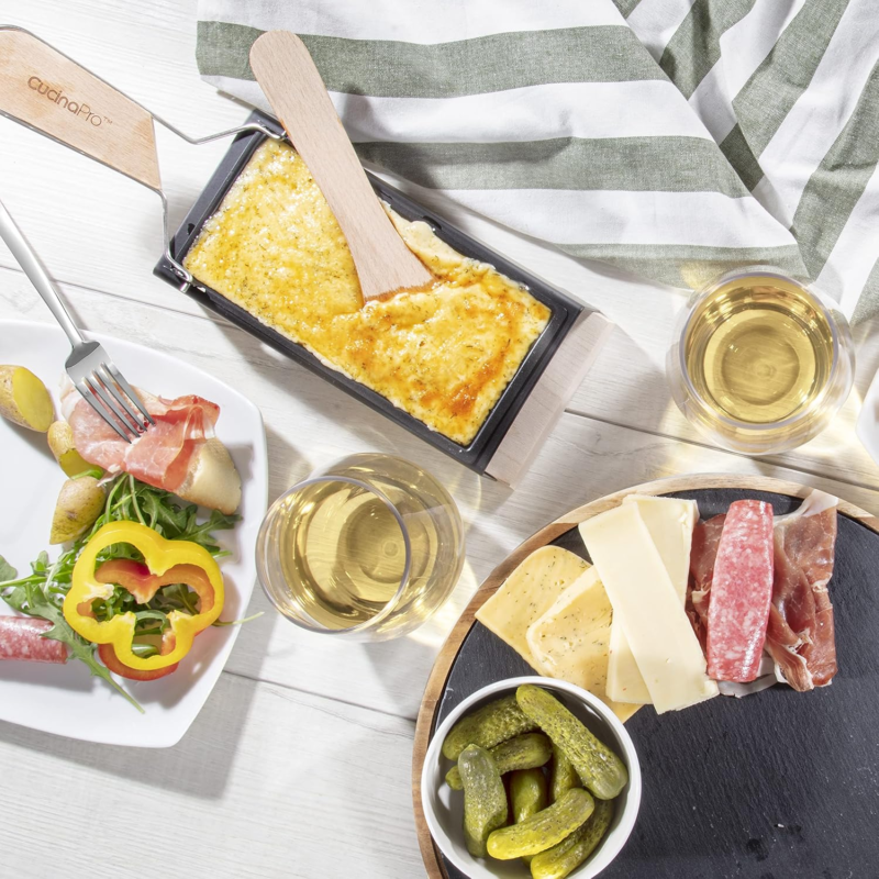 Foldable Handle Raclette Cheese Melter with Spatula and Tea Lights