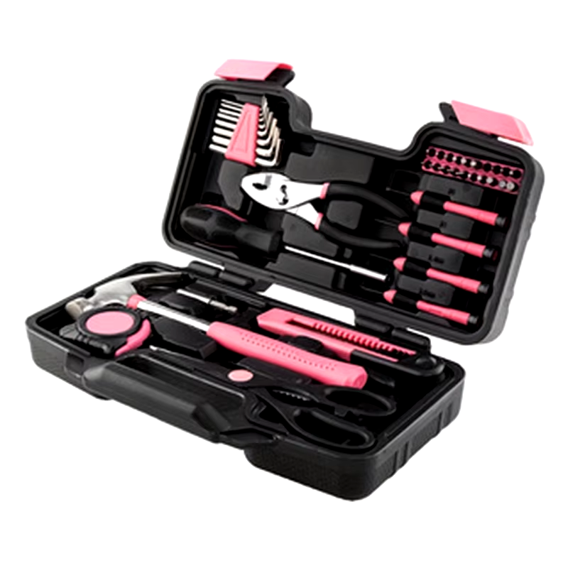 39-Piece Pink Tool Kit for Women - Essential Tools for Home and Office