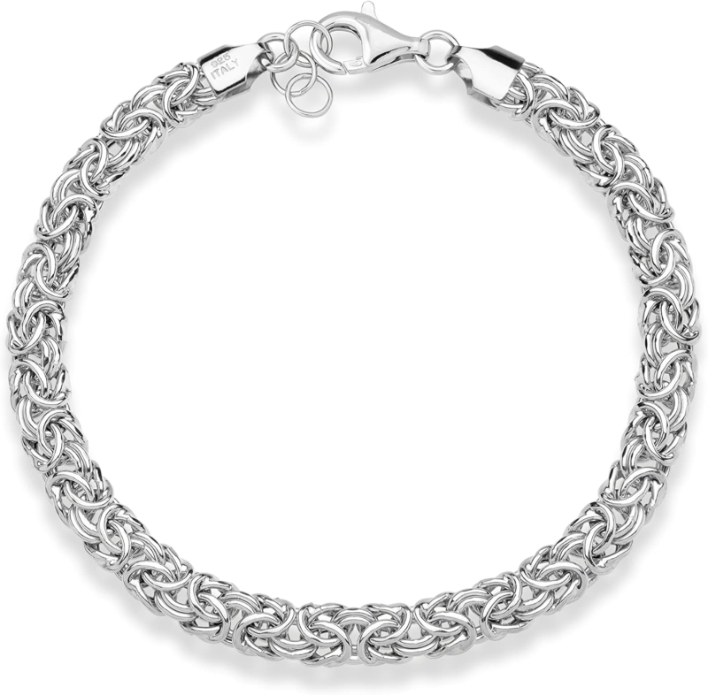 925 Sterling Silver Handmade Byzantine Bracelet for Women, Italy Length 6.5 Inch