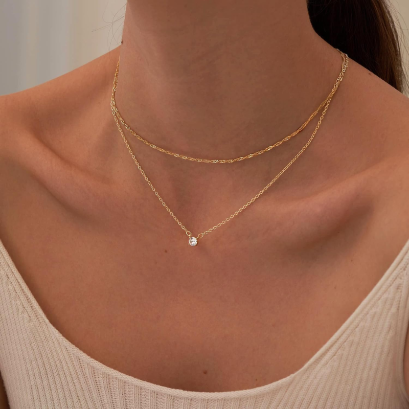 Dainty Diamond Choker Necklace in 14K Gold/Sterling Silver for Women