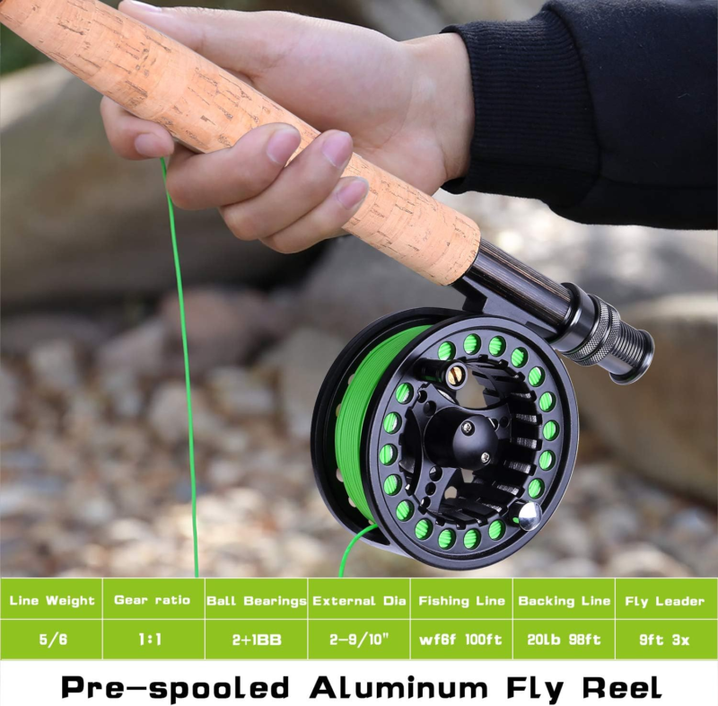 4-Piece Lightweight Graphite Fly Fishing Rod and Reel Starter Kit