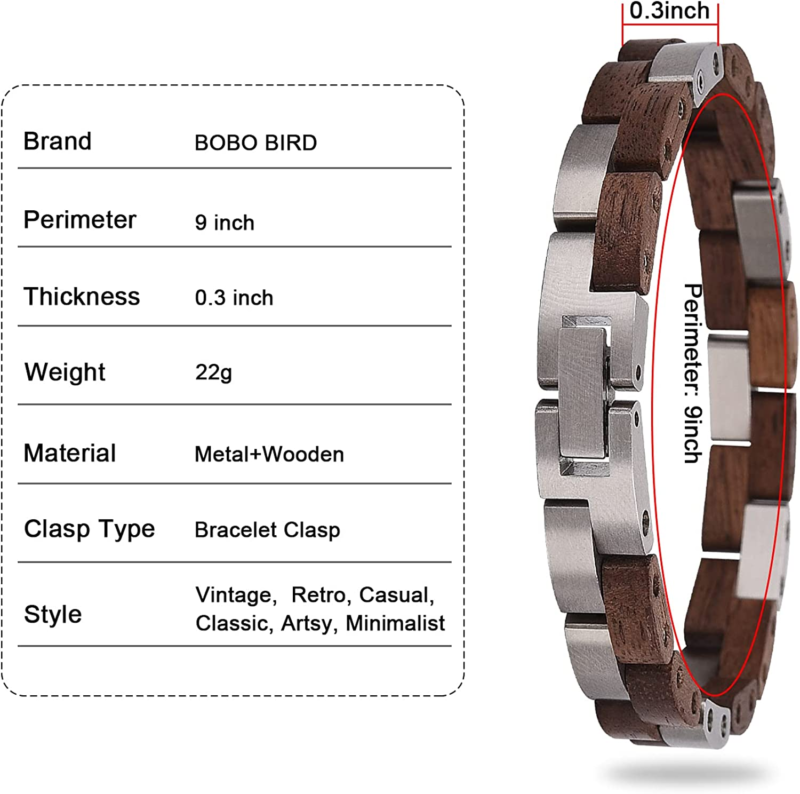 Men's Stylish Wood & Stainless Steel Combined bracelet