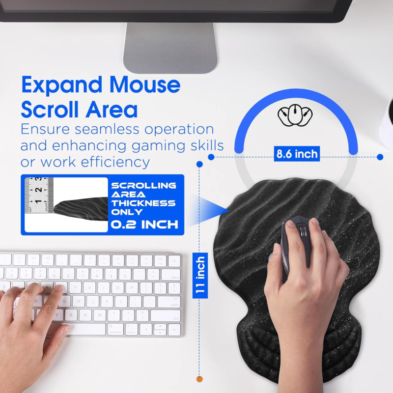 Ergonomic Mouse Pad and Keyboard Wrist Rest Set for Carpal Tunnel Relief