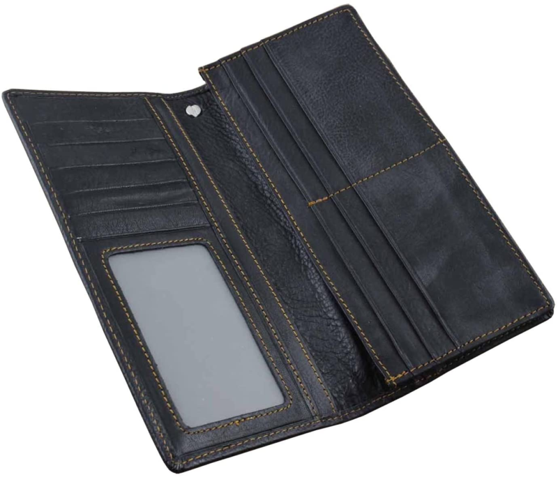 Real Leather Mens Biker Card/Money Long Wallet Purse W/Jeans Key Chain