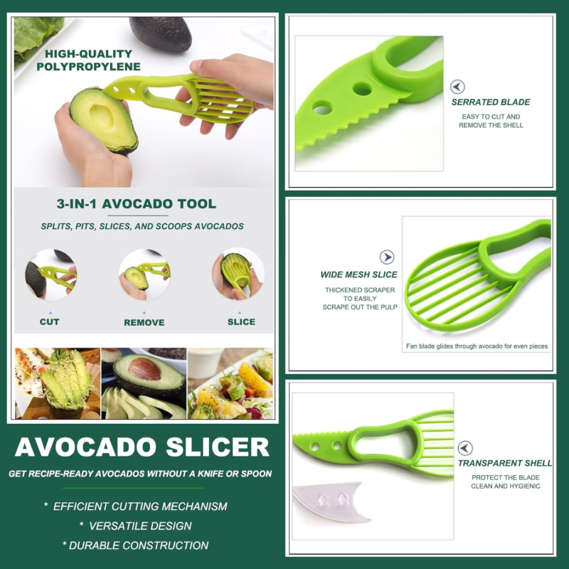 3-Piece Avocado Slicer Set with Saver, Peeler, and Cutter Kitchen Tools