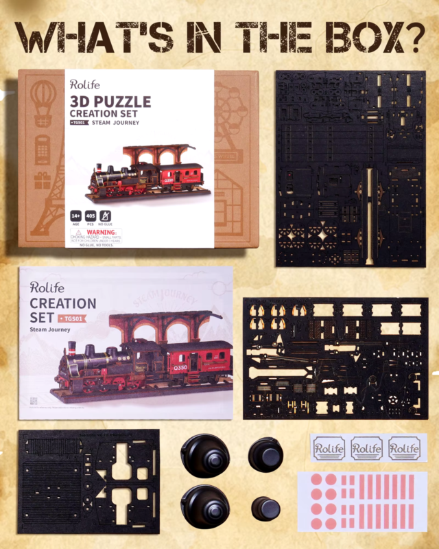 Rolife 3D Wooden Train Puzzle Model Easy Assembly Gift TGS01