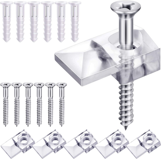 20-Pack Mirror Holder Clips Kit with Screws – 6mm Glass Retainer for Mirrors