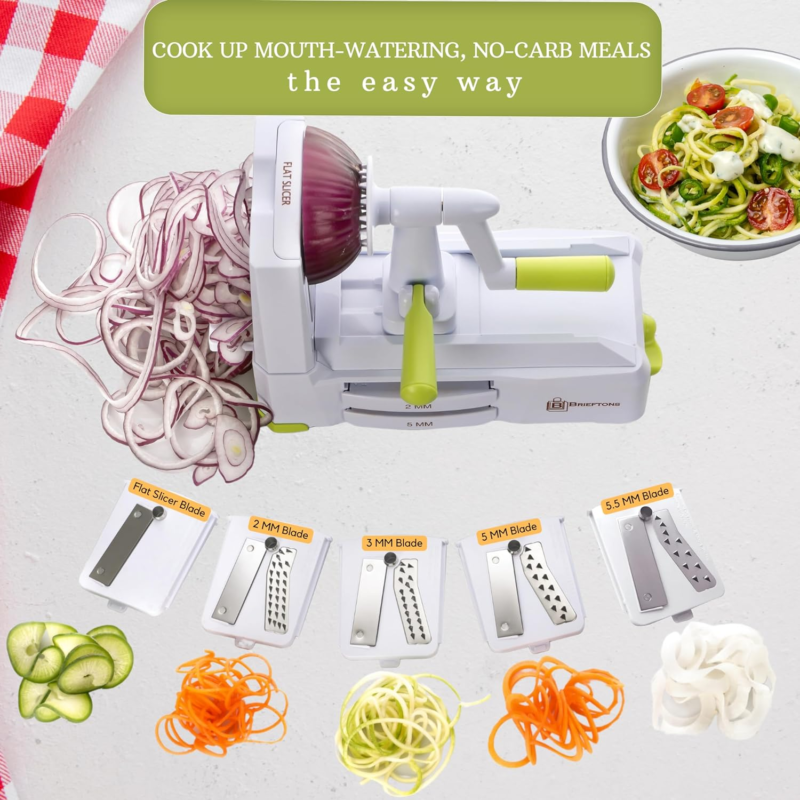 Brietons 5-Blade Vegetable Spiralizer for Healthy Low-Carb Meal Prep