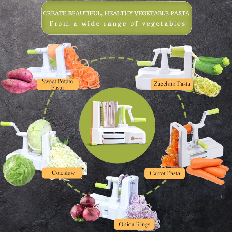 Brietons 5-Blade Vegetable Spiralizer for Healthy Low-Carb Meal Prep