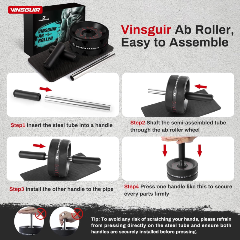 Ab Roller Wheel for Core Strength Training with Knee Pad Accessories